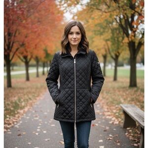 Calvin Klein Black Diamond-Quilted Puffer Jacket